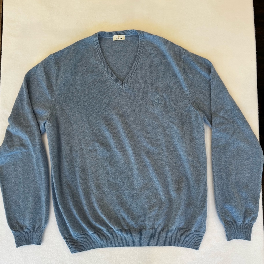 Rolex VNeck Cashmere Sweater In Classic Blue